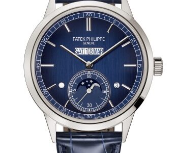 Patek Philippe Grand Complications 5236P-001 Blue-Black Gradient Dial In Line Perpetual Calendar 41mm Platinum Leather Straps Men’s Watch