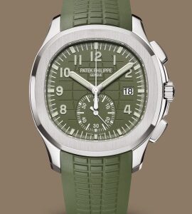 Patek Philippe Aquanaut 5168G-010 Jumbo Khaki Green Dial 42.2mm 18K White Gold Khaki Green Rubber Straps Men’s Watch