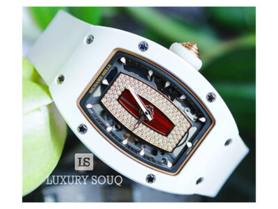 Richard Mille RM07-01 RG-ATZ Diamond Set Red Jasper Dial 31.40mm White Ceramic Case White Rubber Straps Ladies Watch