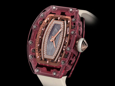 Richard Mille RM 07-02 Pink Lady Sapphire Smokey Mother of Pearl with Diamond-Set Dial Red Gold White Rubber Straps Ladies Watch