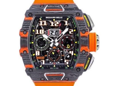 Richard Mille RM11-03 MCL CA-FQ Carbon NTPT Mclaren Flyback Chronograph 50mm x 42.70mm Orange Straps Men’s Watch